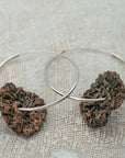 Silver Hoop earrings with crochet flower