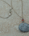 Sea pebble pendant with silver chain