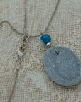Sea pebble pendant with silver chain