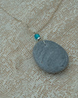 Sea pebble pendant with silver chain