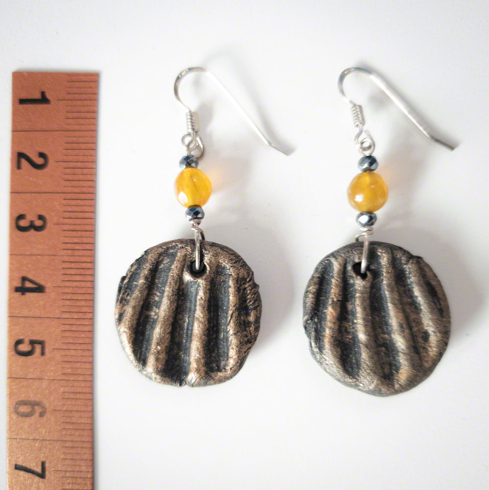 handmade black gold clay earrings