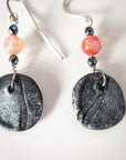black silver clay earrings withs agate| Inkea art and design