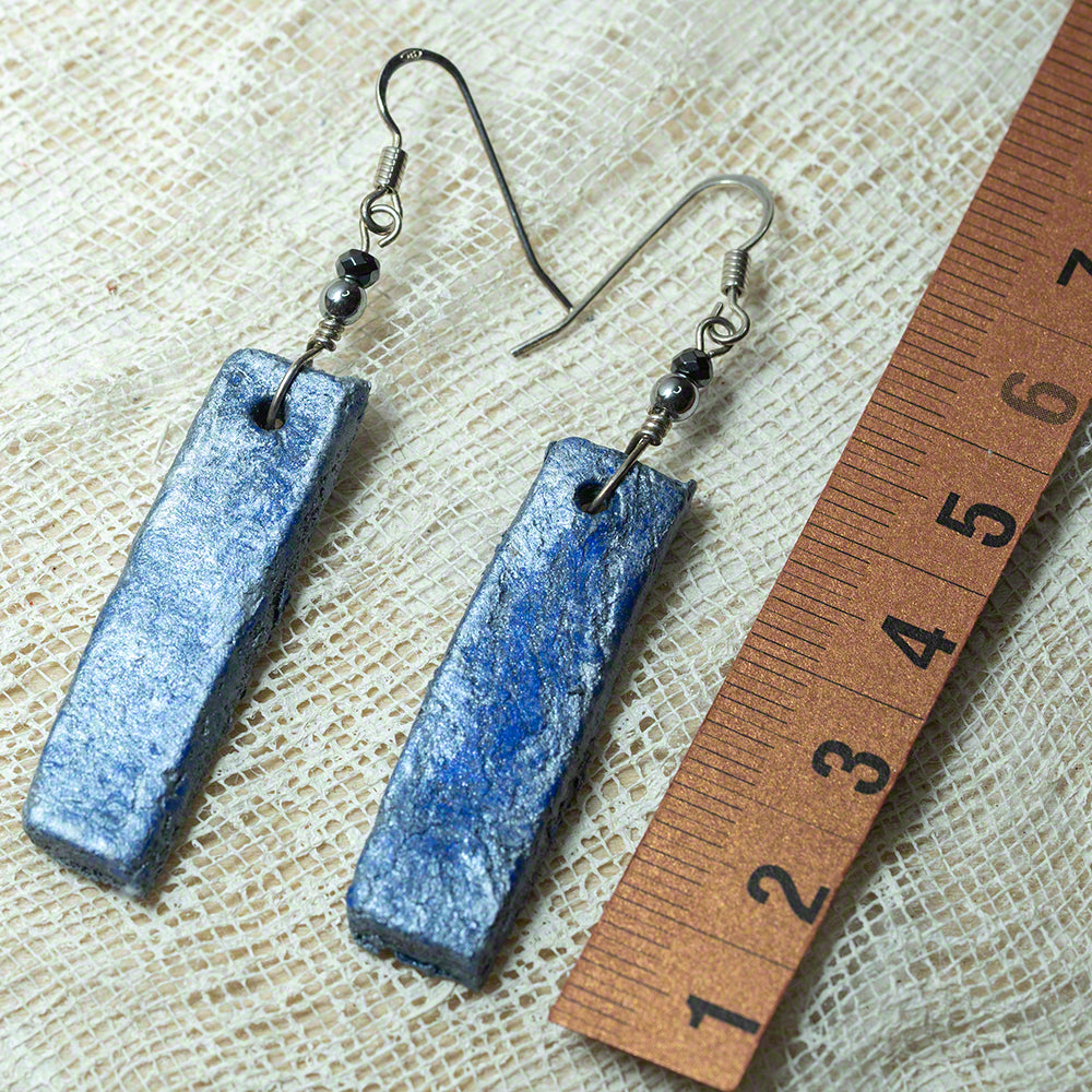 Blue silver clay earrings