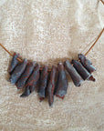 Blue silver terracotta clay necklace