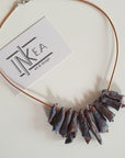 Blue silver terracotta clay necklace