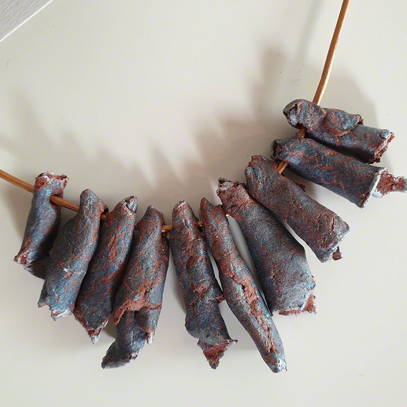 Blue silver terracotta clay necklace