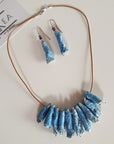 White blue clay earrings necklace