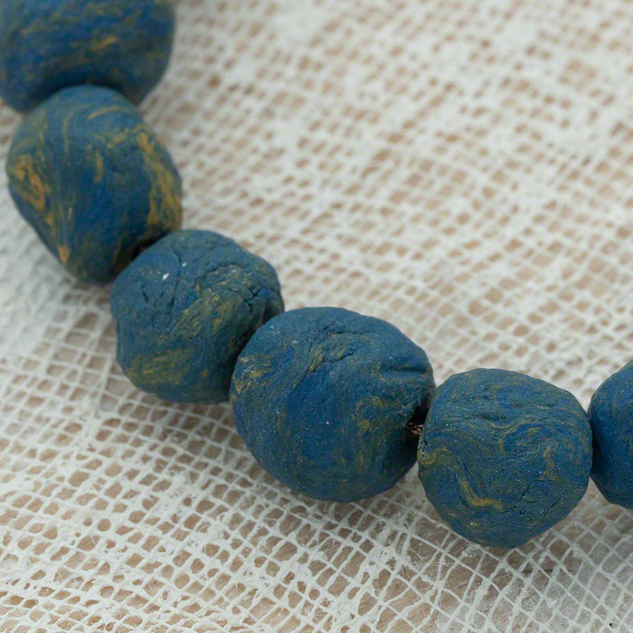 bracelet with handmade beads blue - yellow
