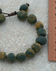 Clay bracelet with green-yellow handmade beads
