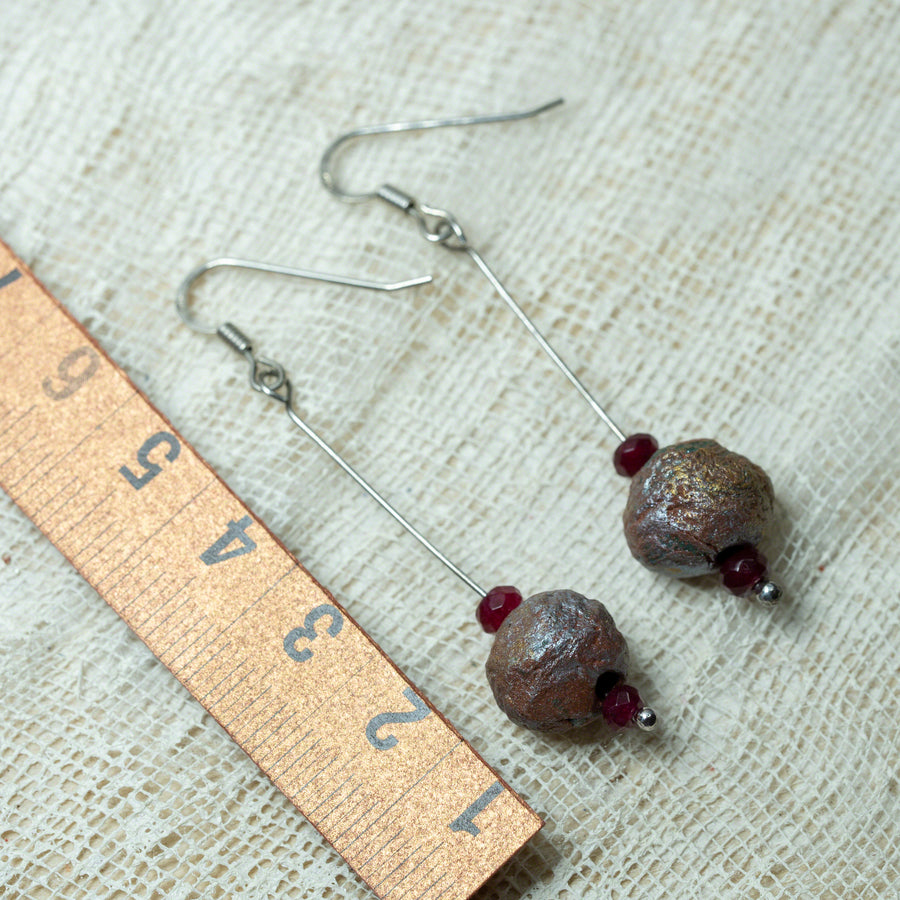 earrings with handmade clay beads agate