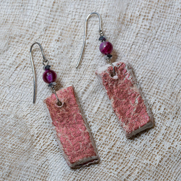 Clay earrings  in red iridescent shades