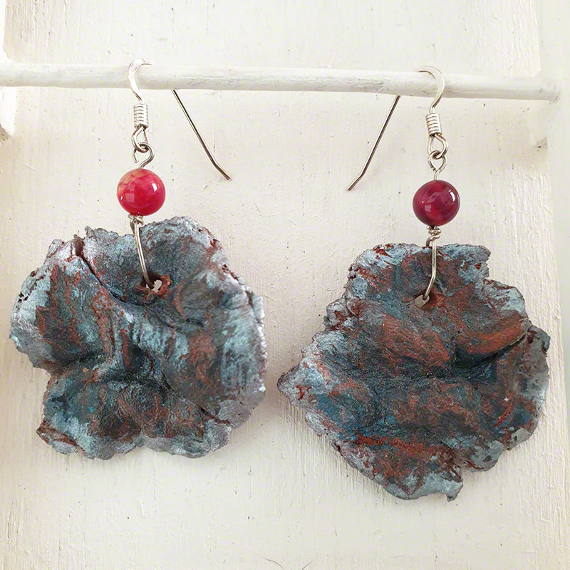 handmade clay earrings agate silver