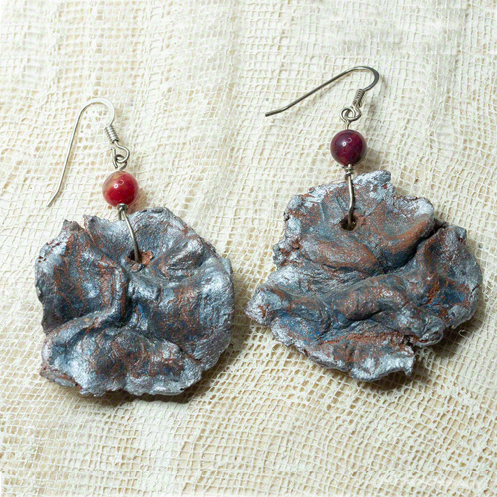 handmade clay earrings agate silver