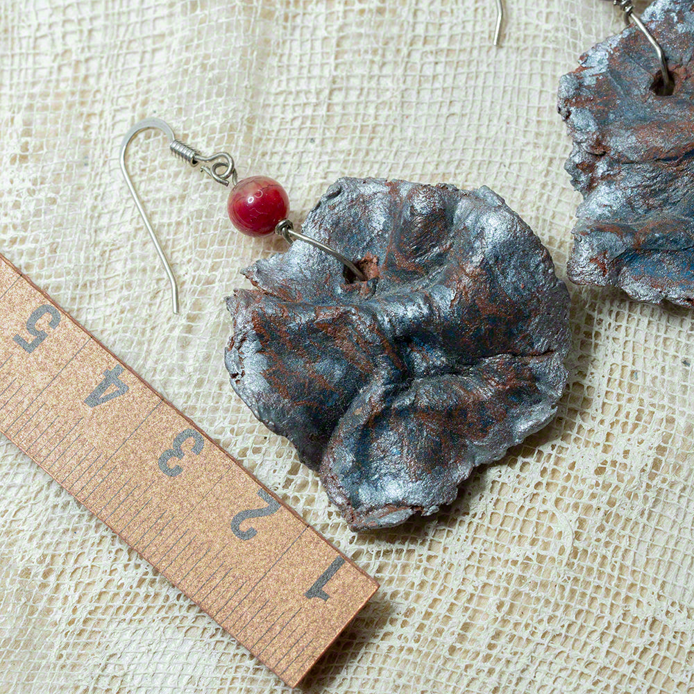 handmade clay earrings agate silver