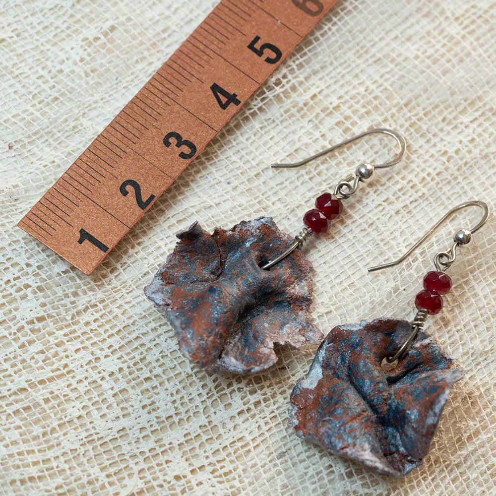 Blue silver terracotta irregular clay earrings