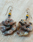 Green gold terracotta irregular clay earrings 