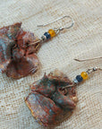 Green gold terracotta irregular clay earrings 