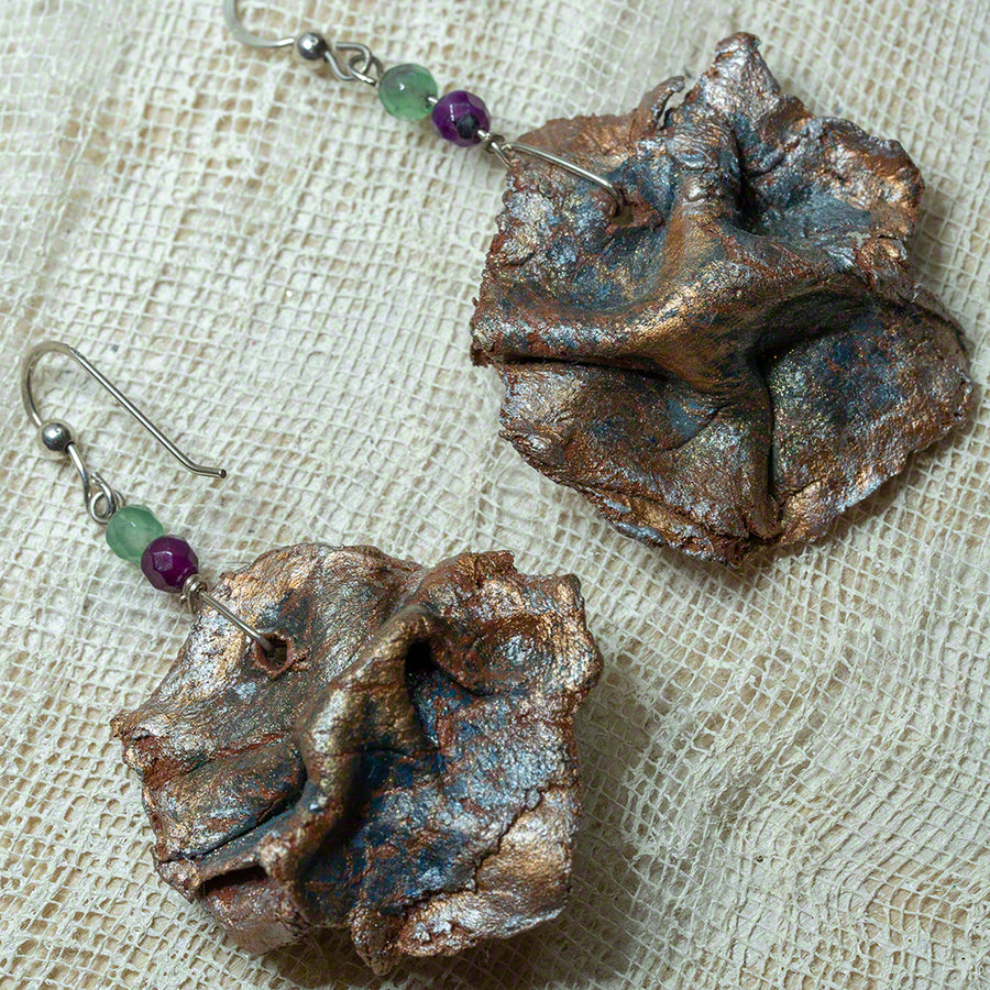 clay earrings with agate silver 925