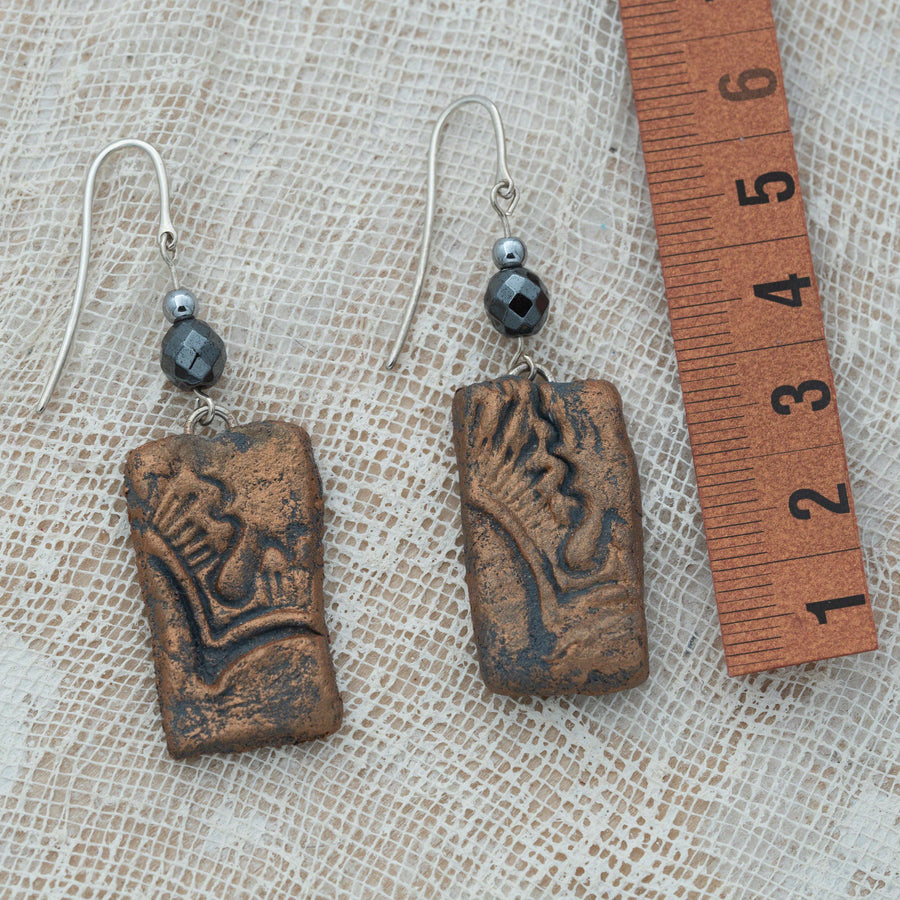 handmade  clay earrings hematite silver 925
