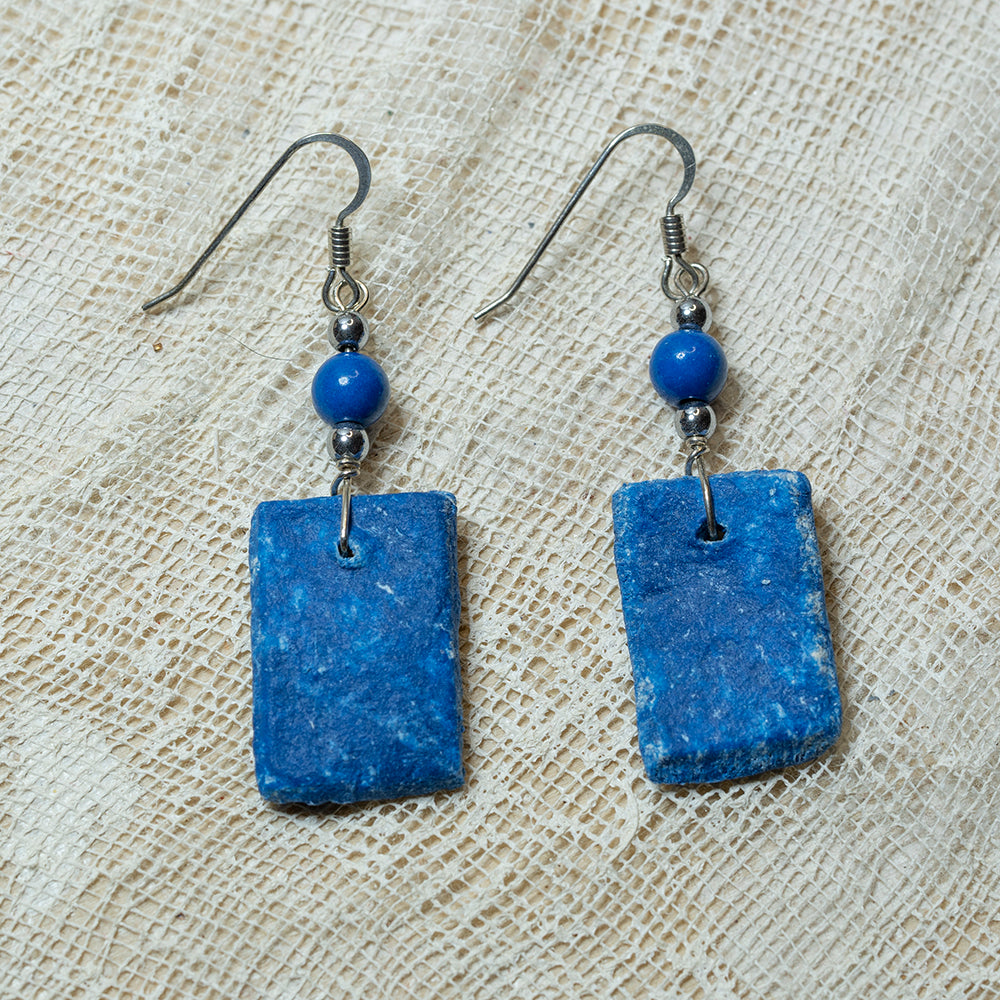 Handmade blue clay earrings