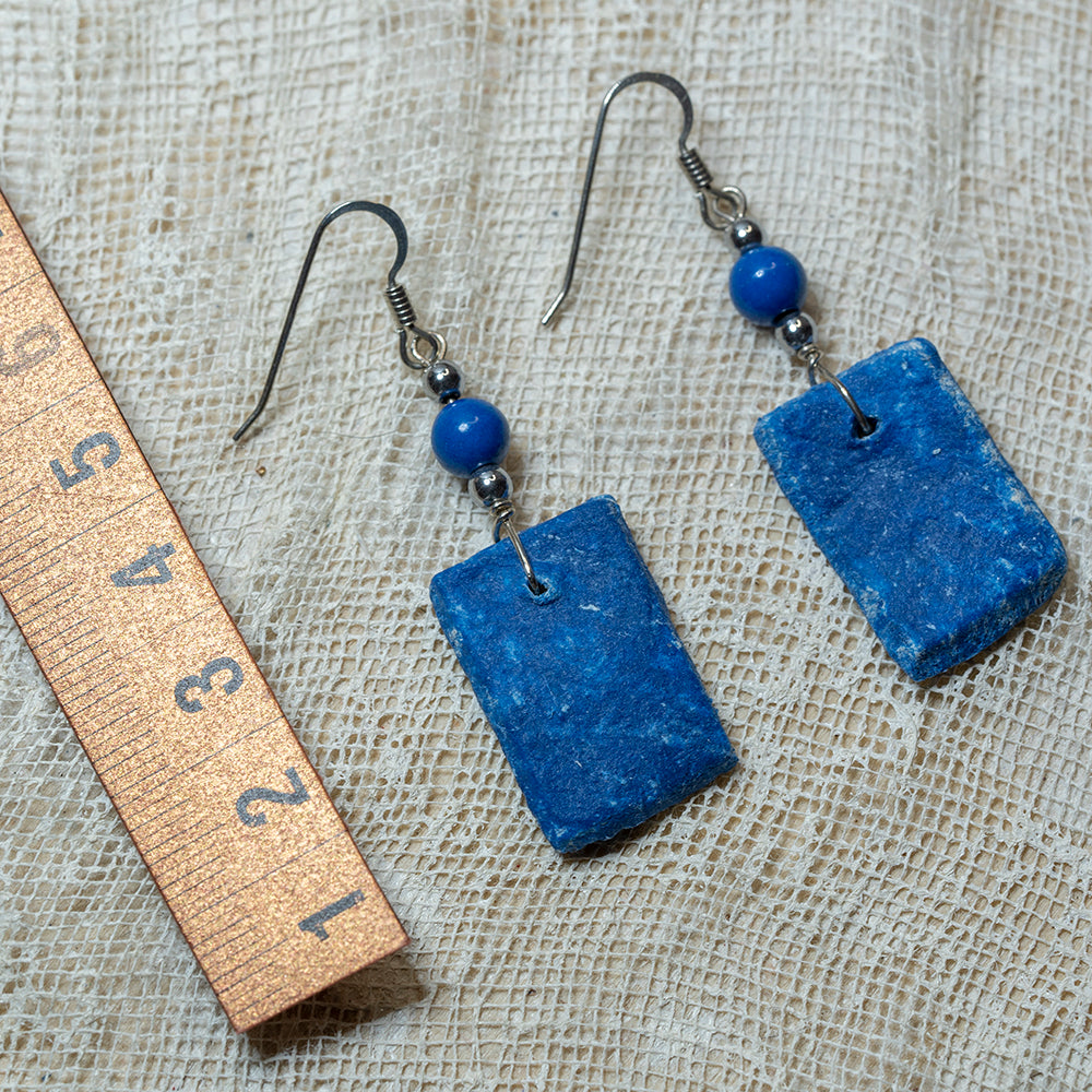 Handmade blue clay earrings