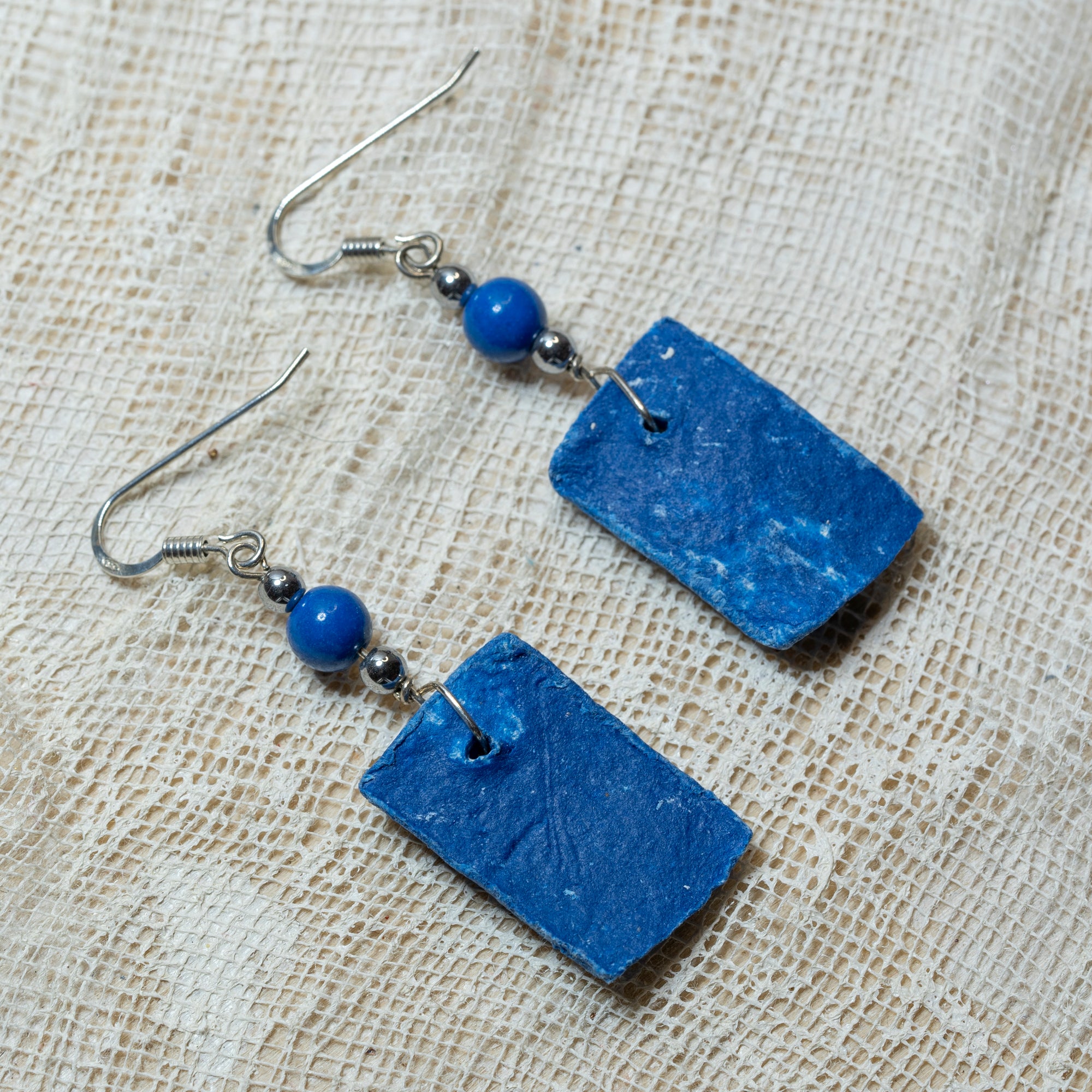 Handmade blue clay earrings