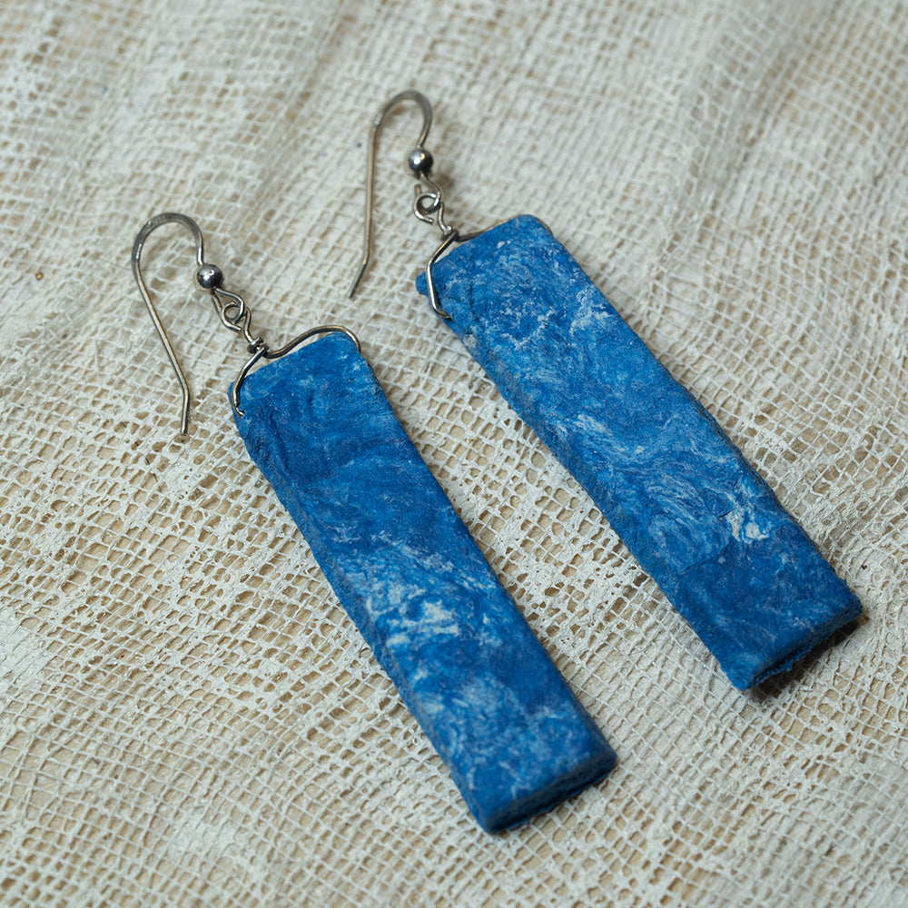 blue white clay earrins