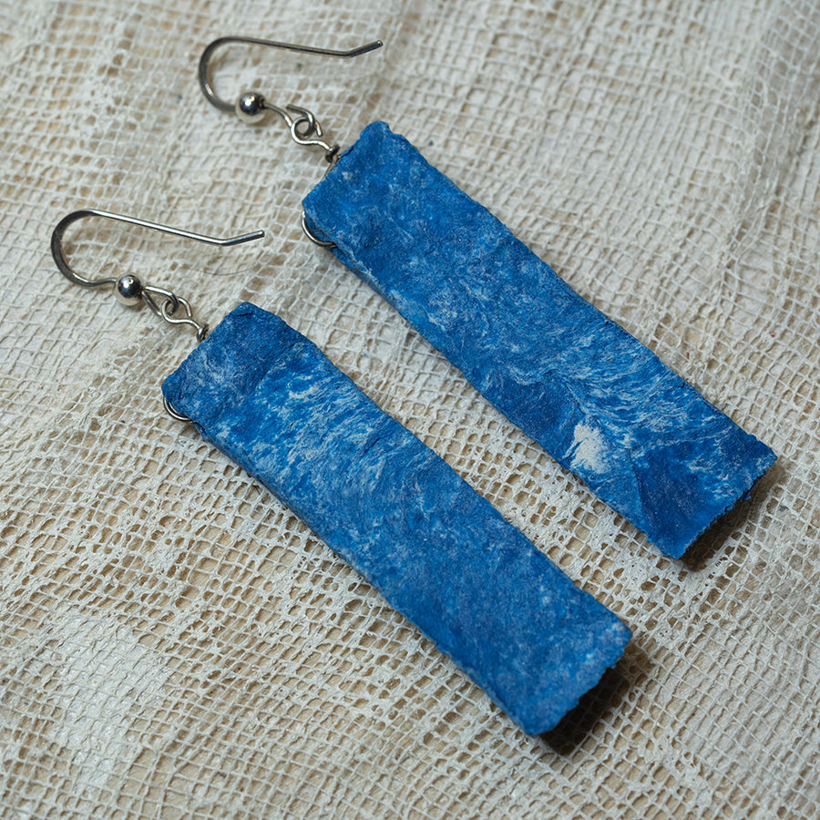 blue white clay earrins