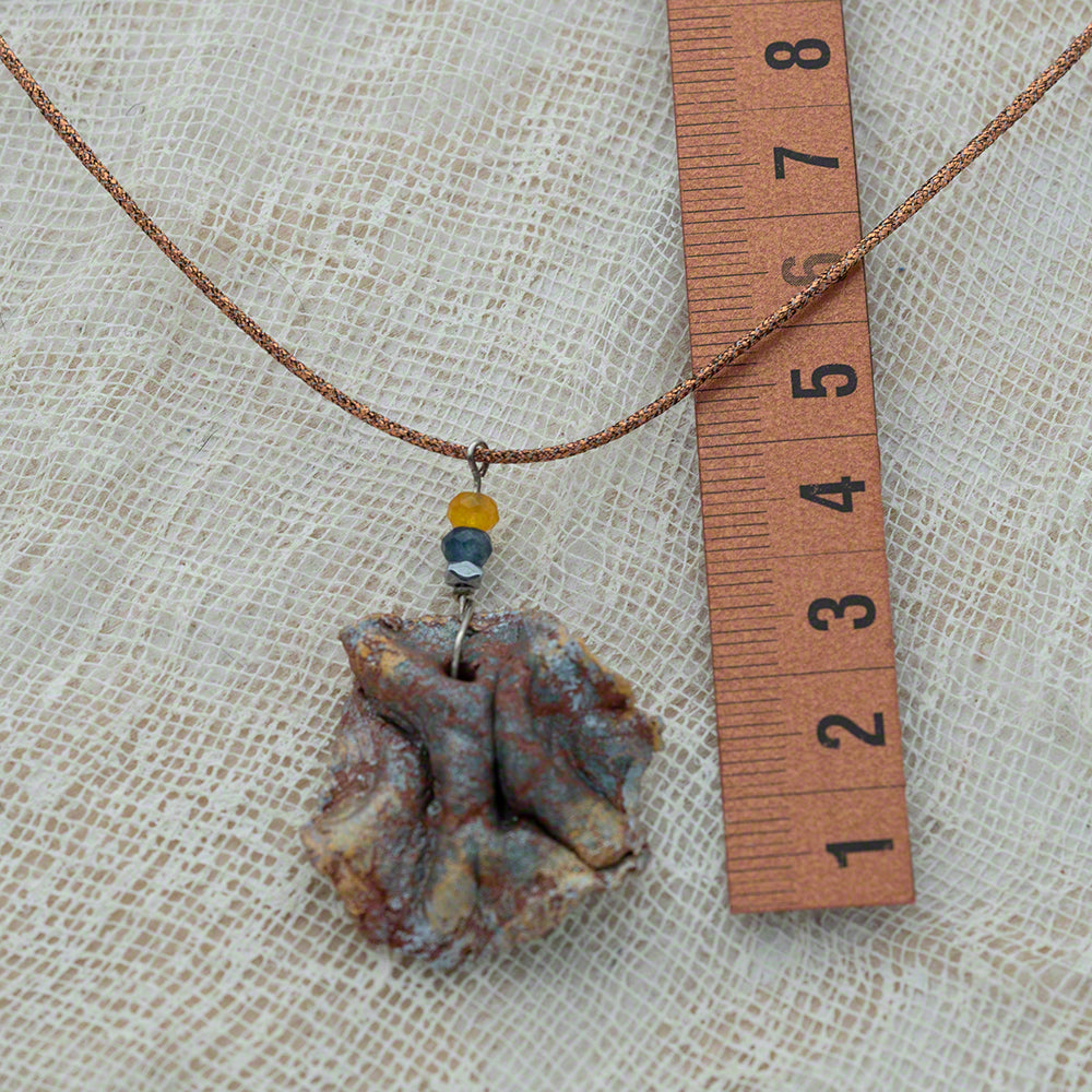 handmade clay pendant agate hematite