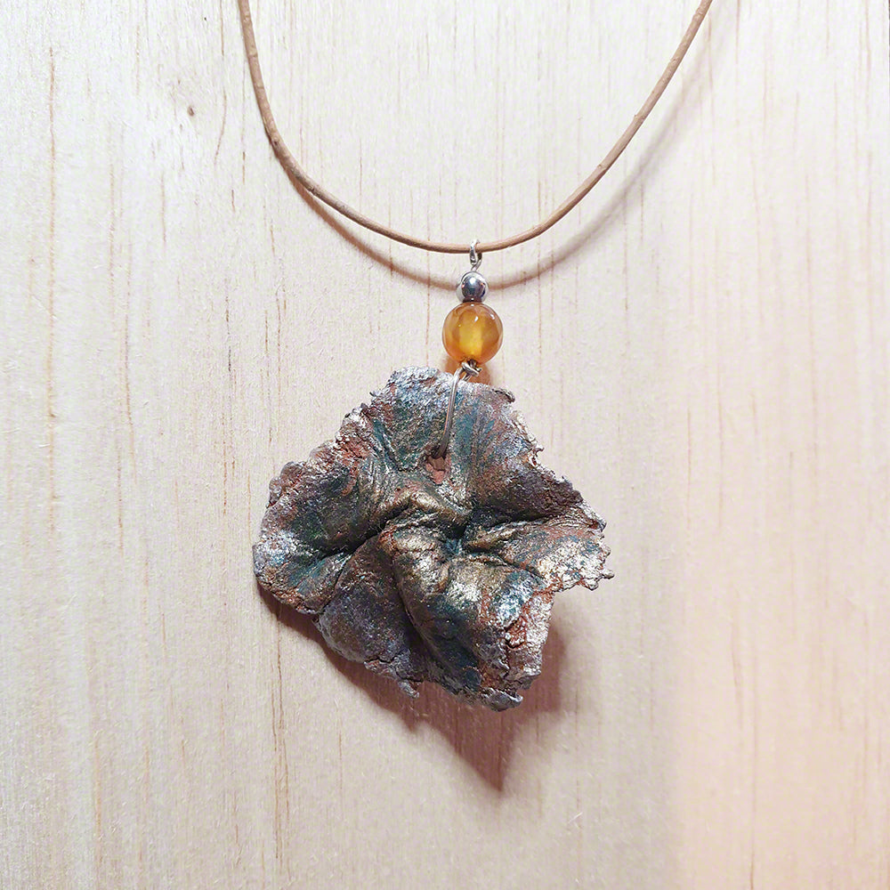 handmade clay pendant agate silver