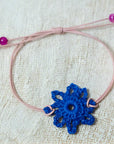 Handmade crochet bracelet blue flower