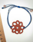 Handmade crochet bracelet red flower