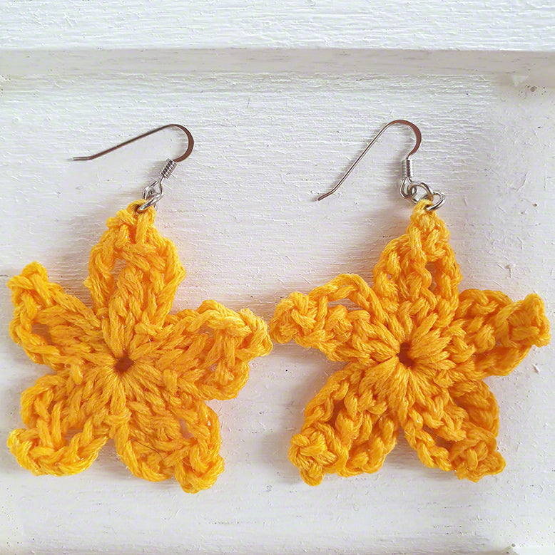 handmade crochet yellow earrings silver
