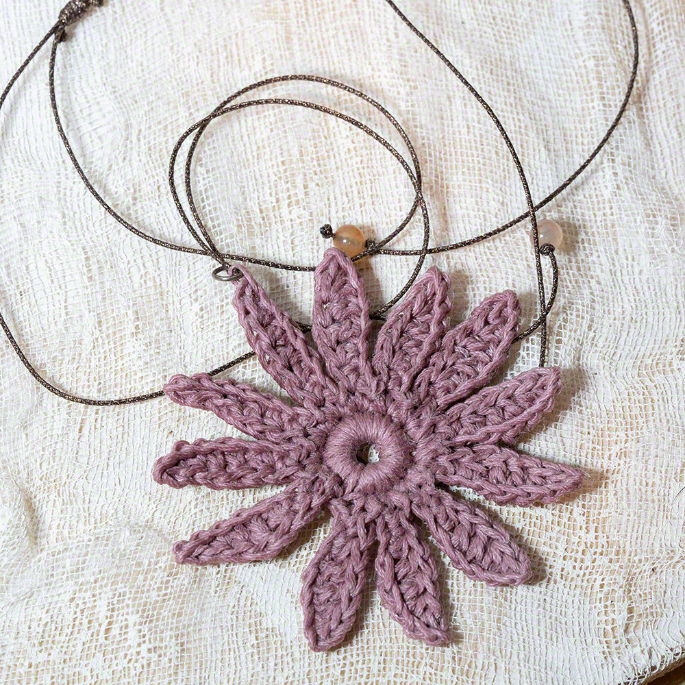 crochet flower pendant