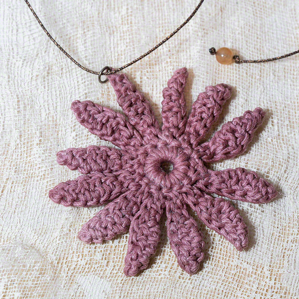 crochet flower pendant