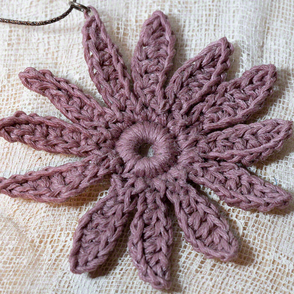 crochet flower pendant