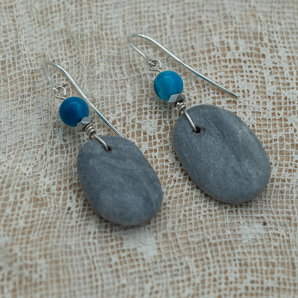 grey pebble earrings