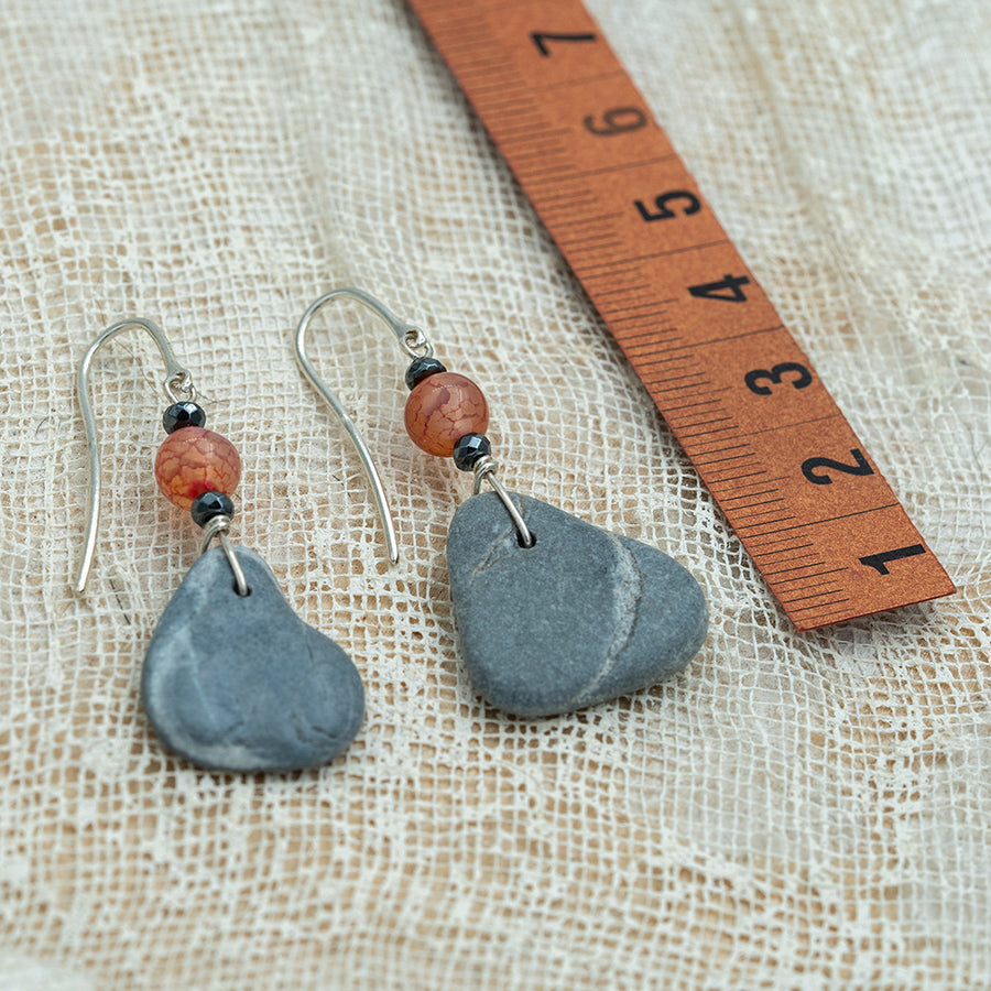Grey sea pebble earrings