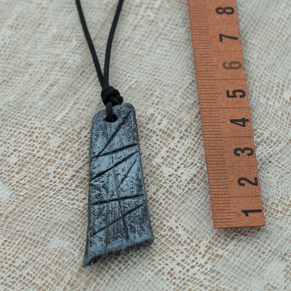 Unisex black - silver pendant with clay