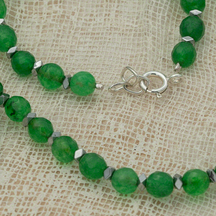 green agate hematite pendant