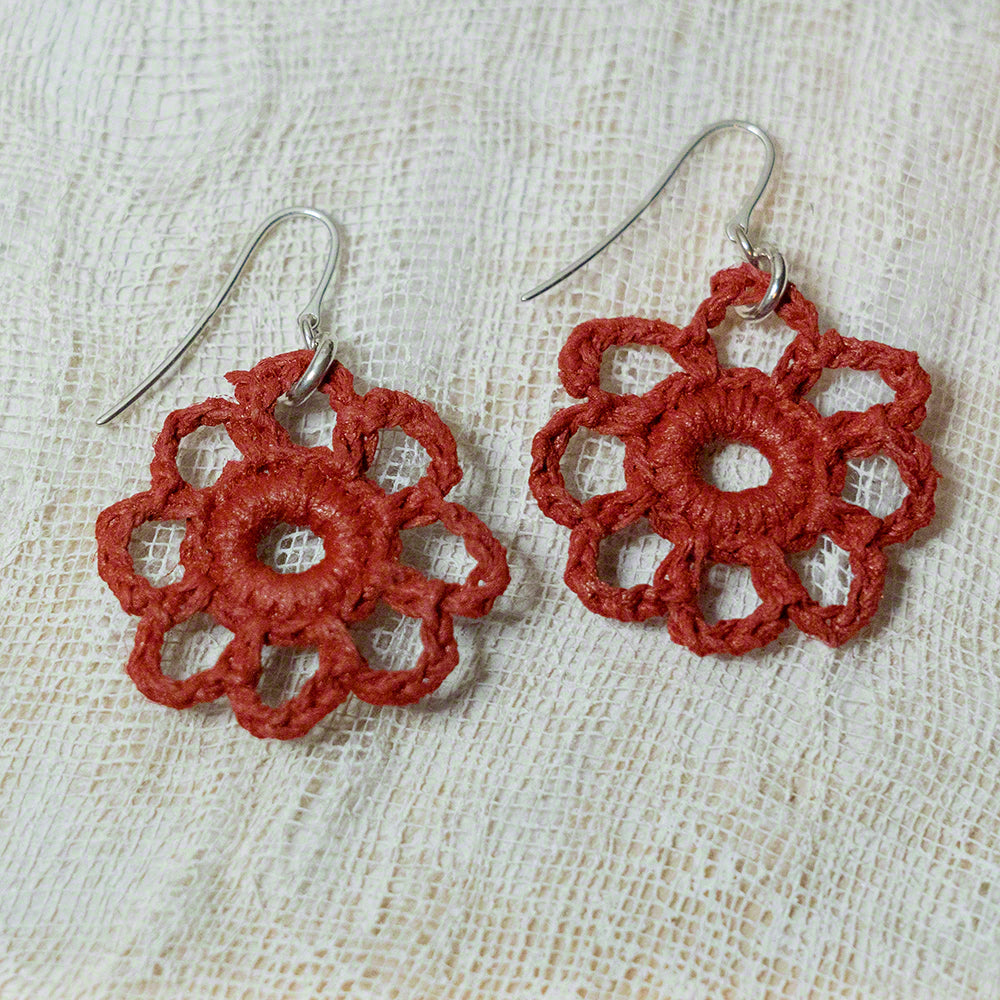 Handmade flower crochet earrings