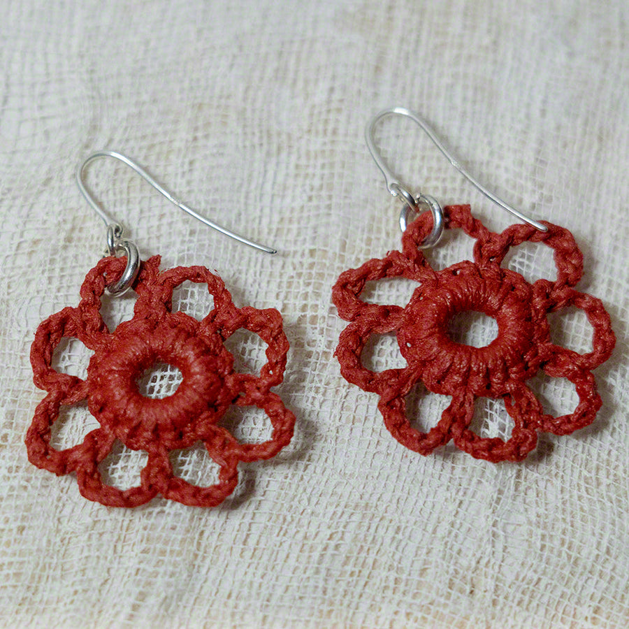 Handmade flower crochet earrings