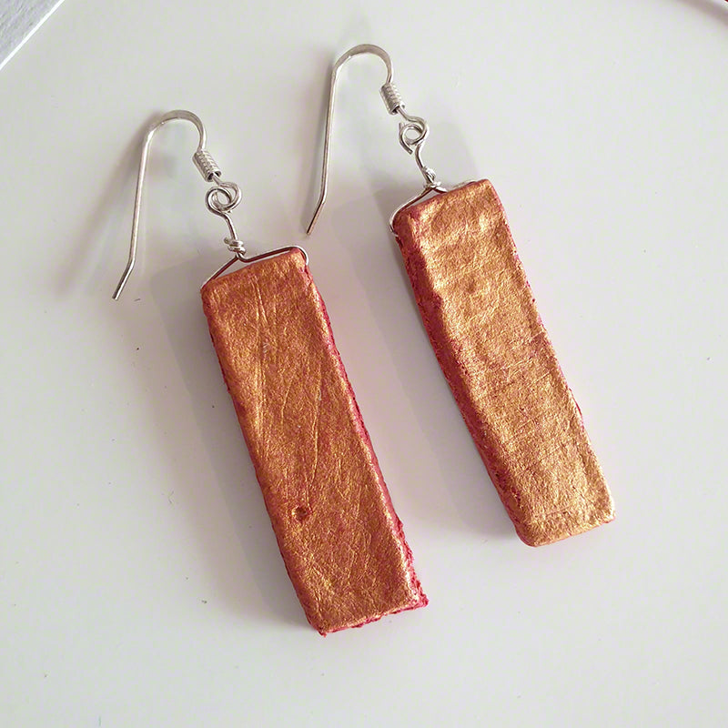 handmade red gold clay earrings