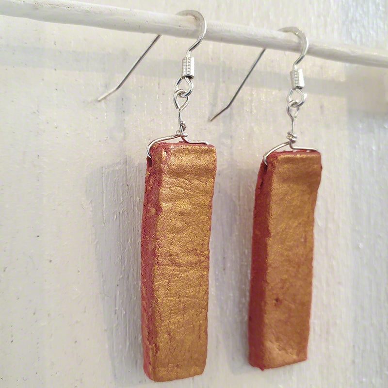 handmade red gold clay earrings