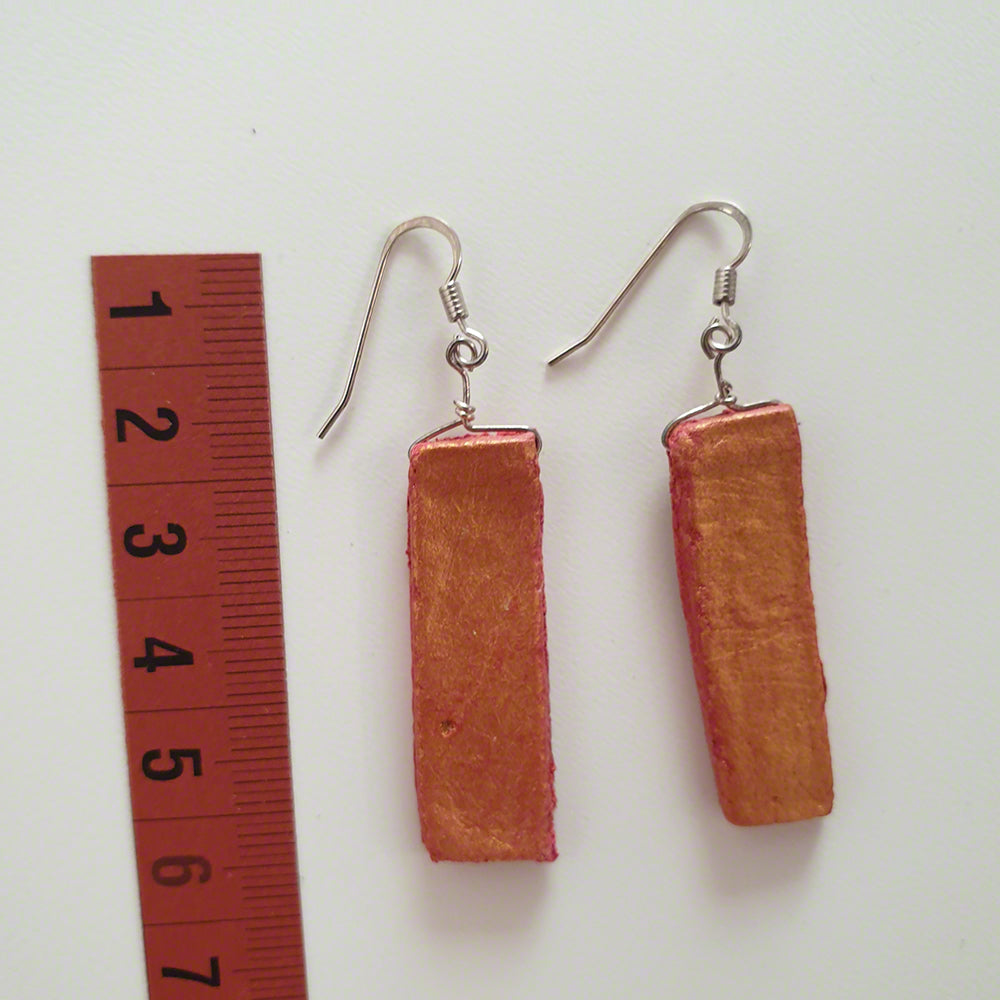 handmade red gold clay earrings