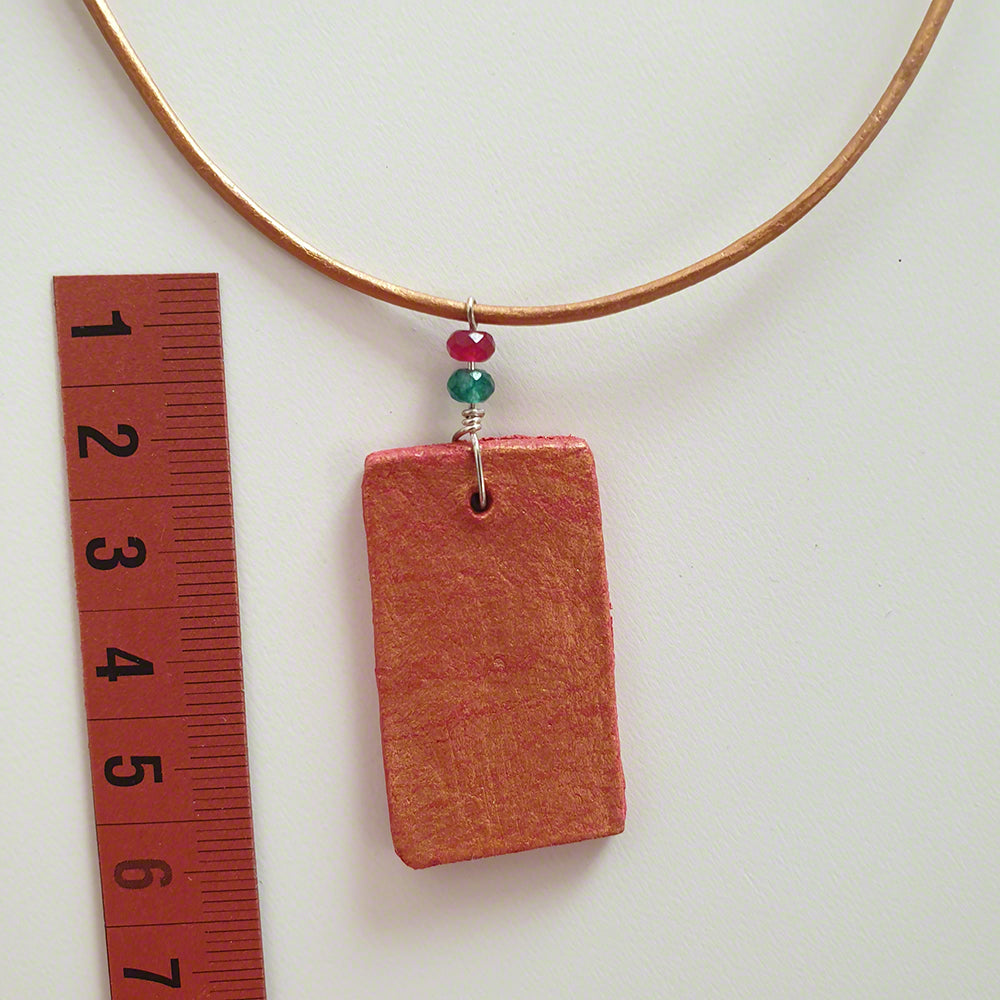 red gold clay pendant with agate