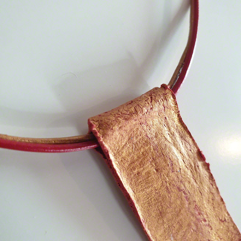 handmade red gold clay pendant