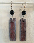 Red silver black clay earrings