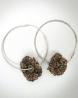 silver hoop earrings with crochet flower