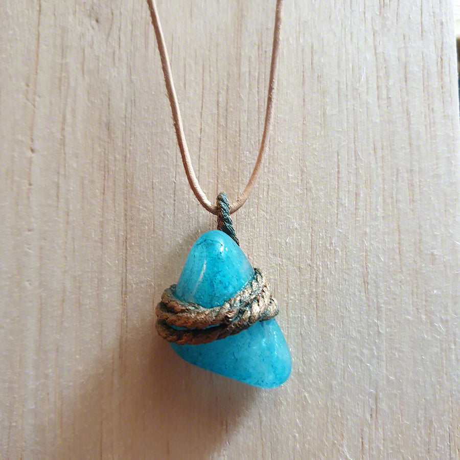 handmade stone pendant agate blue